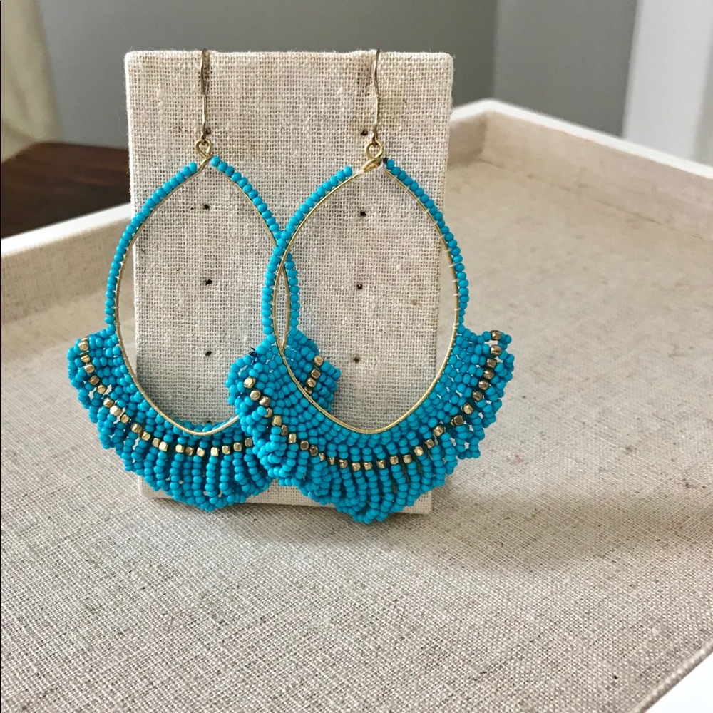 Design Lab turquoise and gold beaded earrings